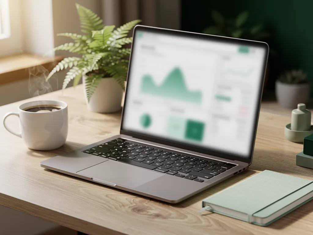 A financial reporting dashboard on a laptop