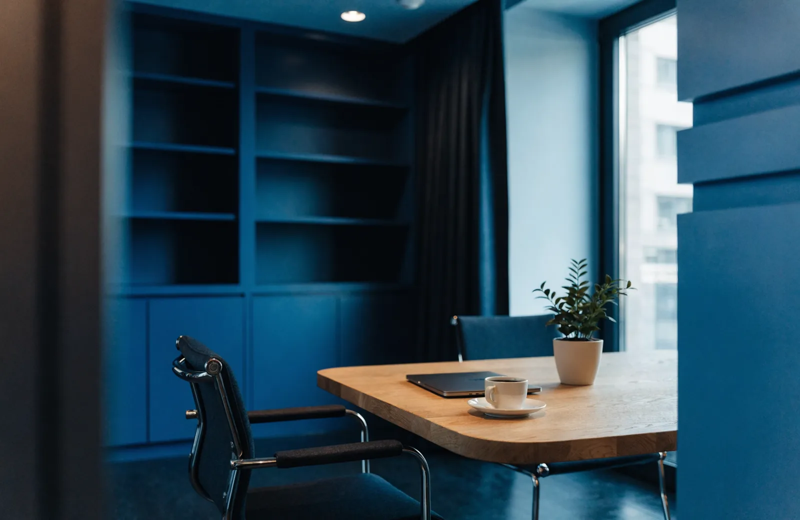 A calm client meeting corner at a small accounting firm